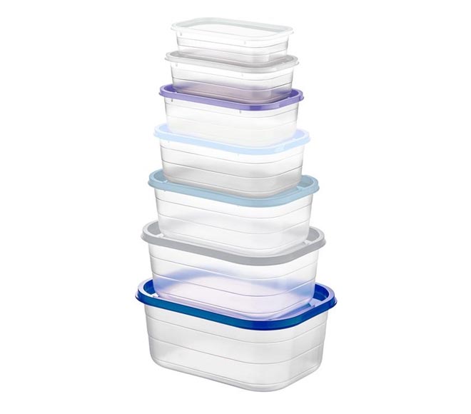 COK rectangular plastic container 7pcs ( 390ml, 600ml, 880ml, 1250ml, 1800ml, 2500ml, 3500ml)