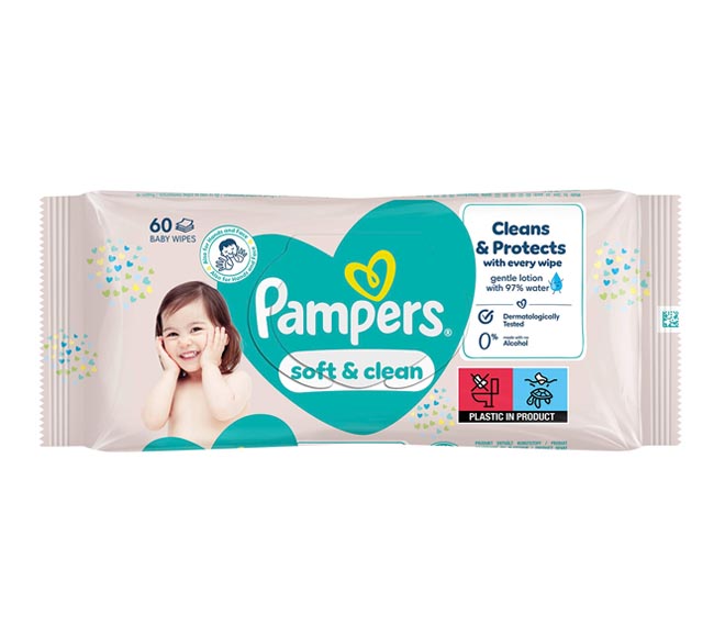 PAMPERS baby wipes 60pcs – Soft & Cream