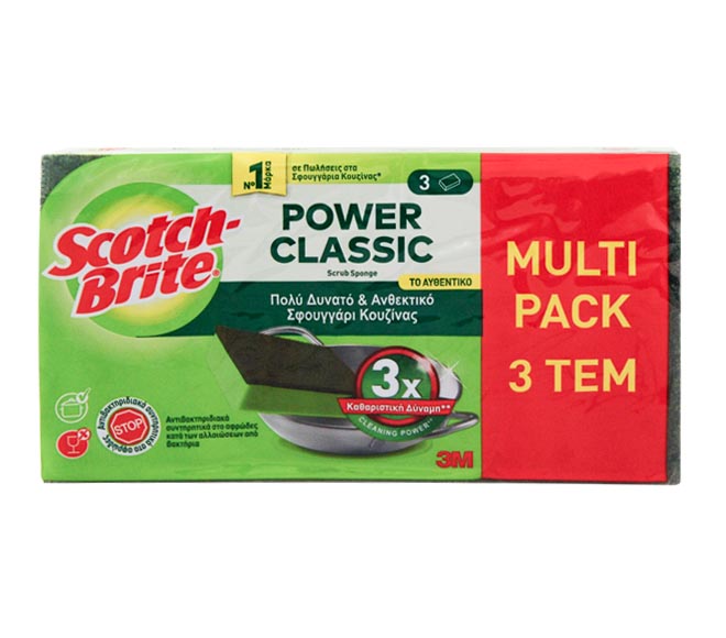 sponges scourer SCOTCH-BRITE power classic antibacterial (green) 3pcs (Multi Pack)
