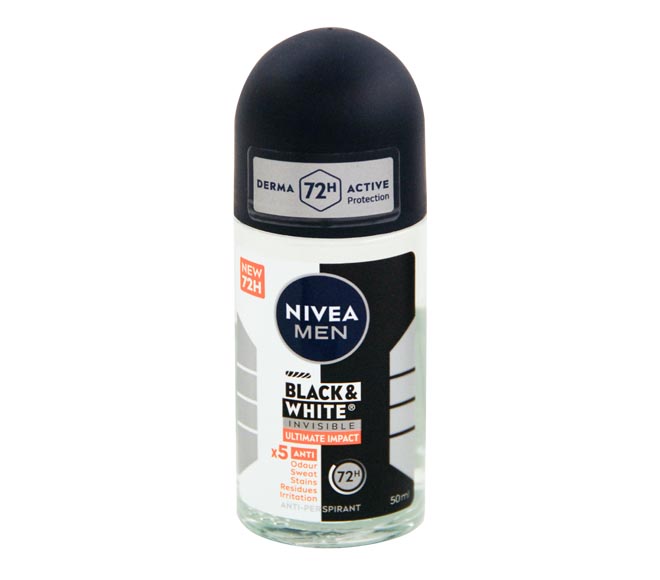 NIVEA Men deodorant roll-on 50ml Invisible for black & white 72h Ultimate Impact