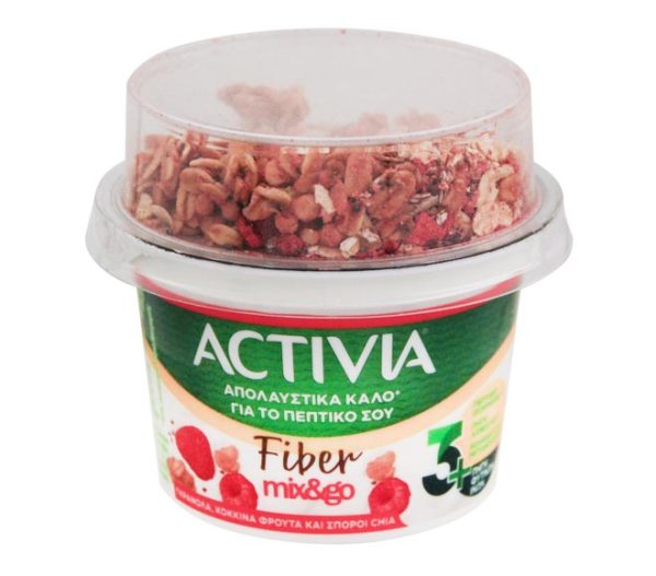 yogurt ACTIVIA Fiber mix&go 165g - Granola, Red Fruits & Chia Seeds
