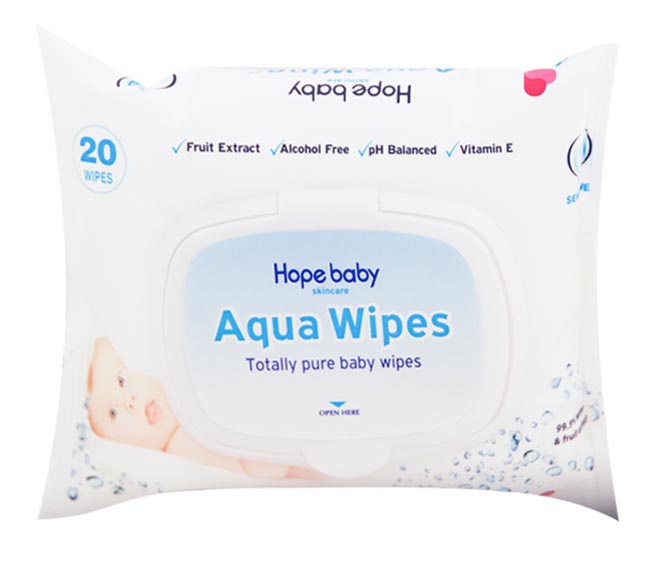 HOPE baby wipes aqua 20pcs – white