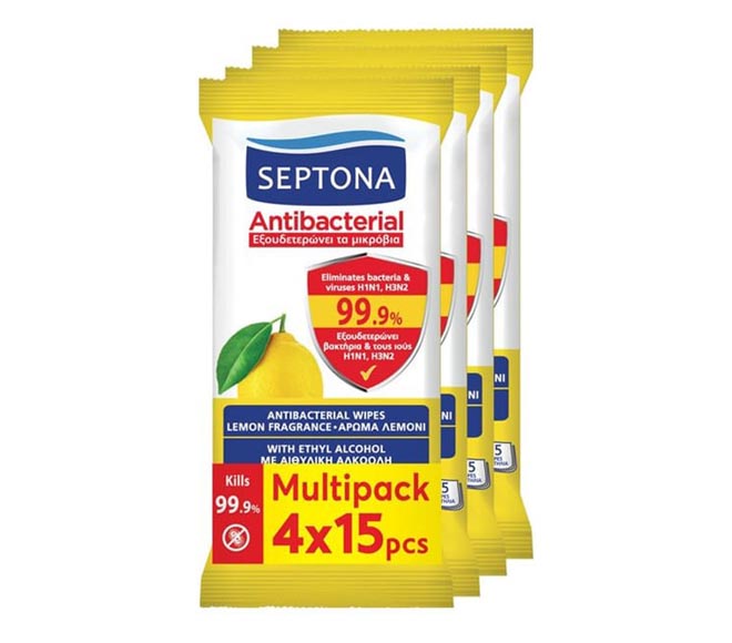 SEPTONA wipes antibacterial lemon 4x15pcs – with ethyl alcohol